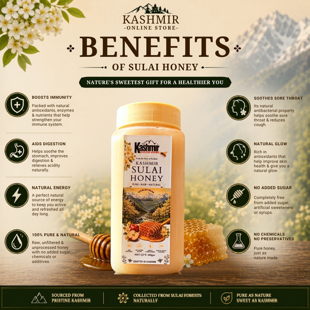 Authentic Kashmiri Sulai Wild Honey – Raw Forest Honey from Himalayan Mountains | Ruh E Kashmir Online Store