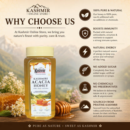 Premium Kashmiri Acacia Honey Raw · Unprocessed · Pure Himalayan