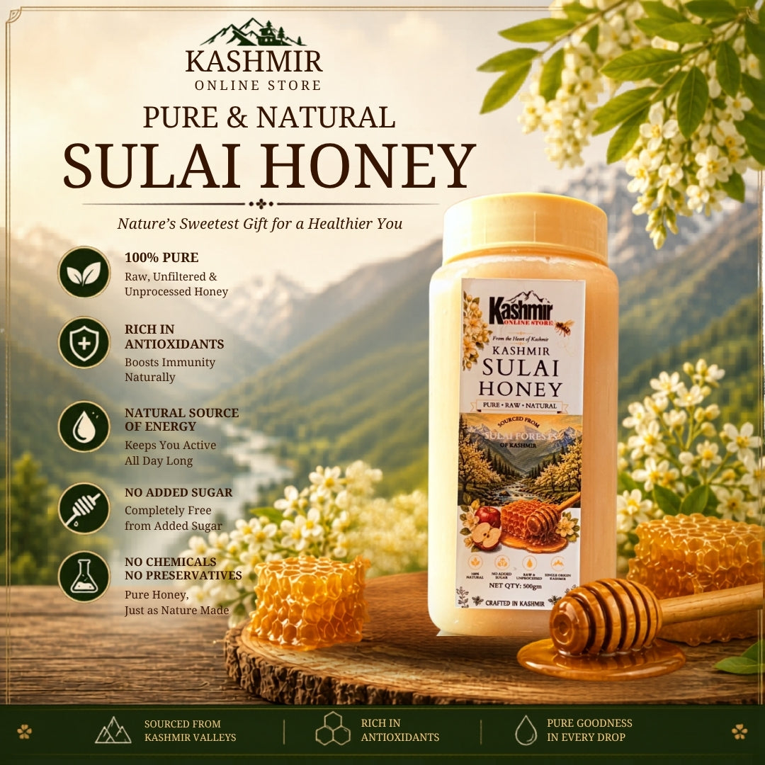 Authentic Kashmiri Sulai Wild Honey – Raw Forest Honey from Himalayan Mountains | Ruh E Kashmir Online Store
