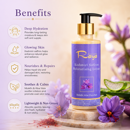 Raya Ayurveda Kashmiri Saffron Moisturising Lotion | Daily Glow |200ml