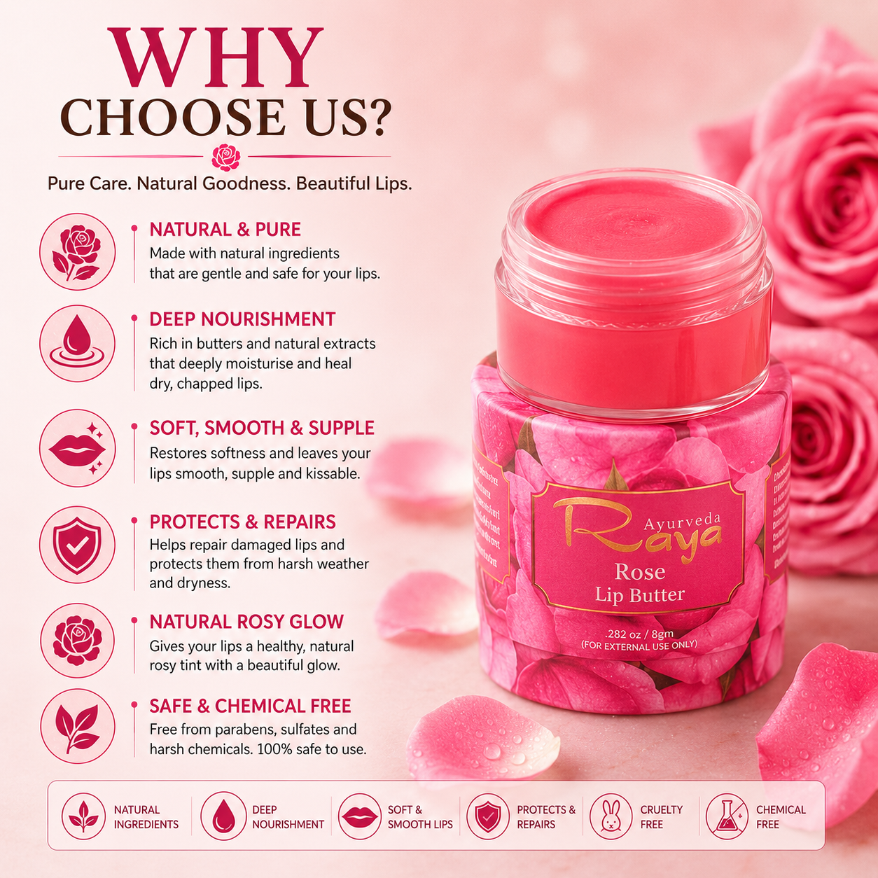 Raya Rose Lip Butter for Soft & Hydrated Lips