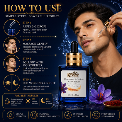 Hyaluronic & Saffron Glow Serum 30ml | Hydrating Face Serum