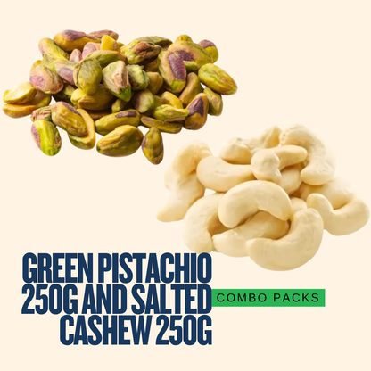 Buy Combo Pack of Green Pistachio 250g and Salted Cashew 250g...