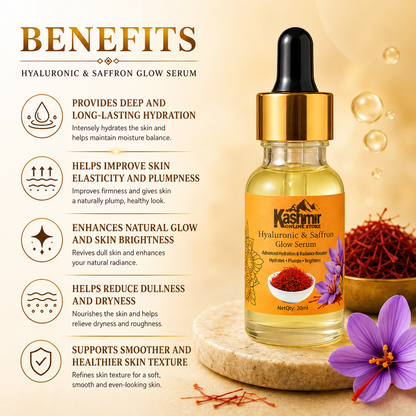 Hyaluronic & Saffron Serum 20ml – Deep Hydration, Brightening & Glow Face Serum