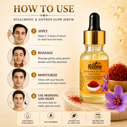 Hyaluronic & Saffron Serum 20ml – Deep Hydration, Brightening & Glow Face Serum