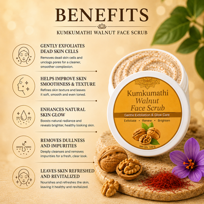 Kumkumadi Walnut Face Scrub | Gentle Exfoliator | 200g