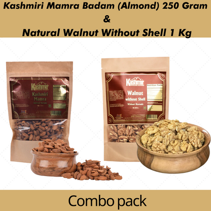 Buy Combo Pack of Kashmiri Mamra Almonds 250g and Walnuts 1 kg
