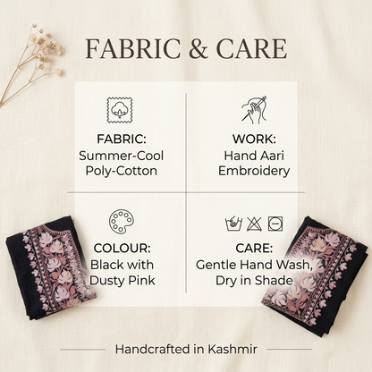 Black Kashmiri Short Kurti for Women — Machine Embroidered Designer Kurti