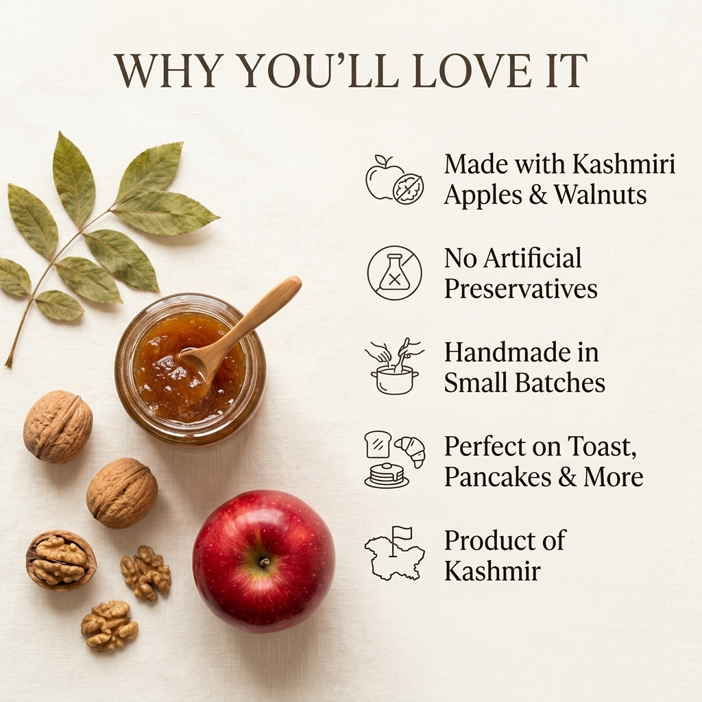 Kashmiri Apple Walnut Jam | Handmade Natural Fruit Preserve – No Artificial Preservatives