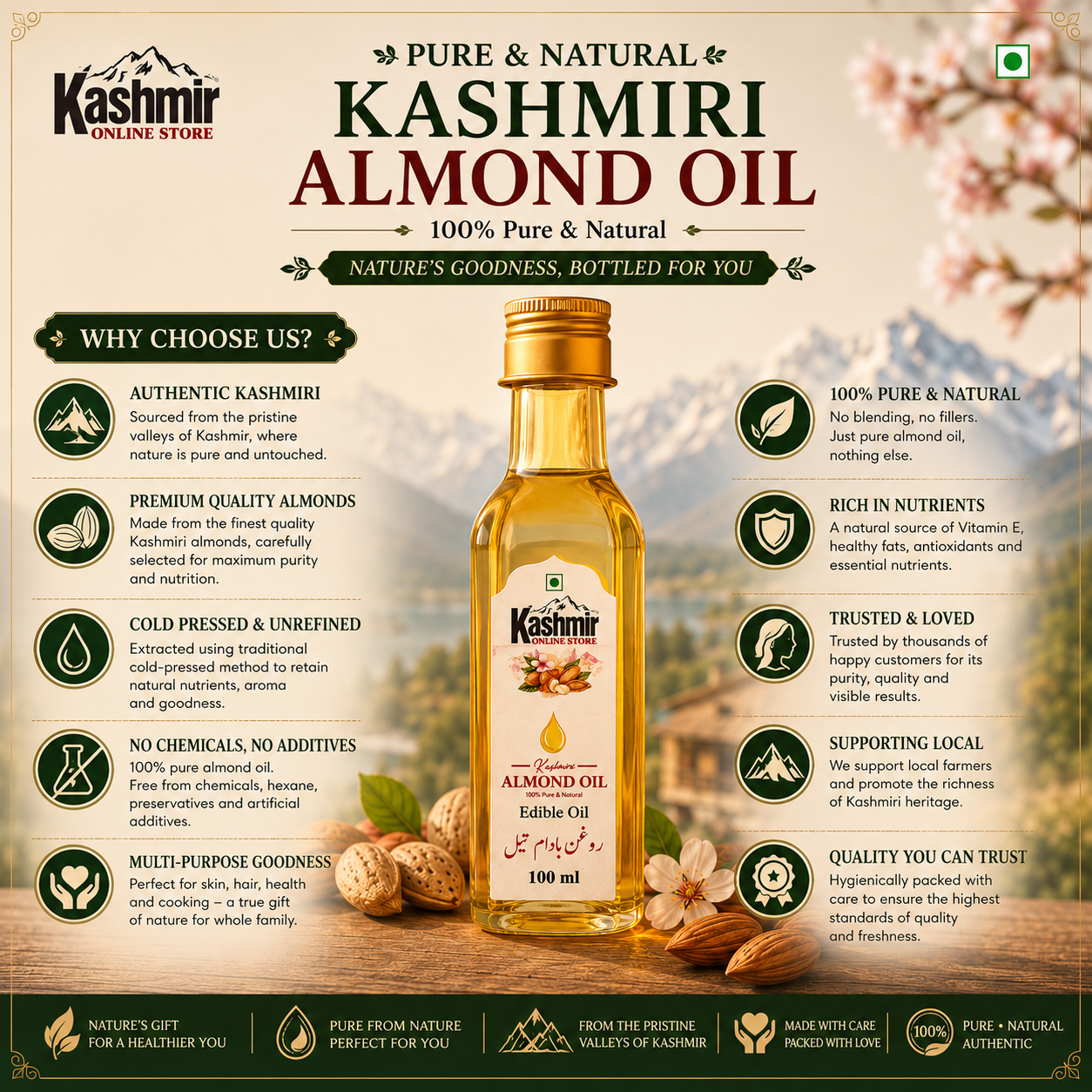 Pure Kashmiri Almond Oil | Pure ,Sweet  &Natural