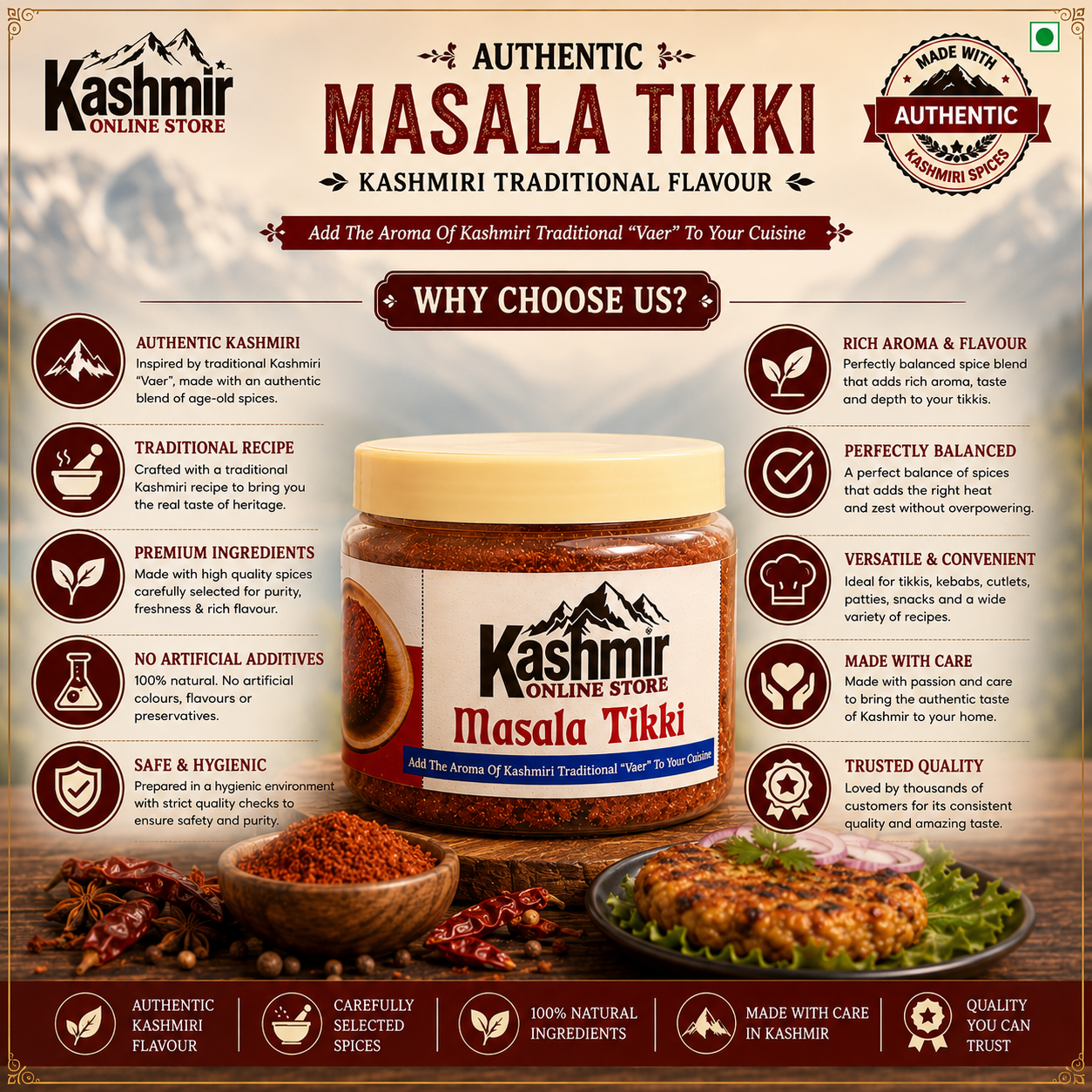 Masala Tikki Kashmir | Authentic Kashmiri Cooking Spice